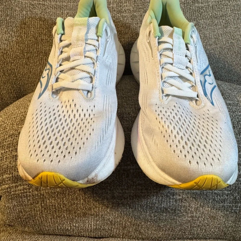 Saucony Ride 18 Women's White Running Shoes with Teal & Purple Accents Size 9.5 - Picture 3 of 11